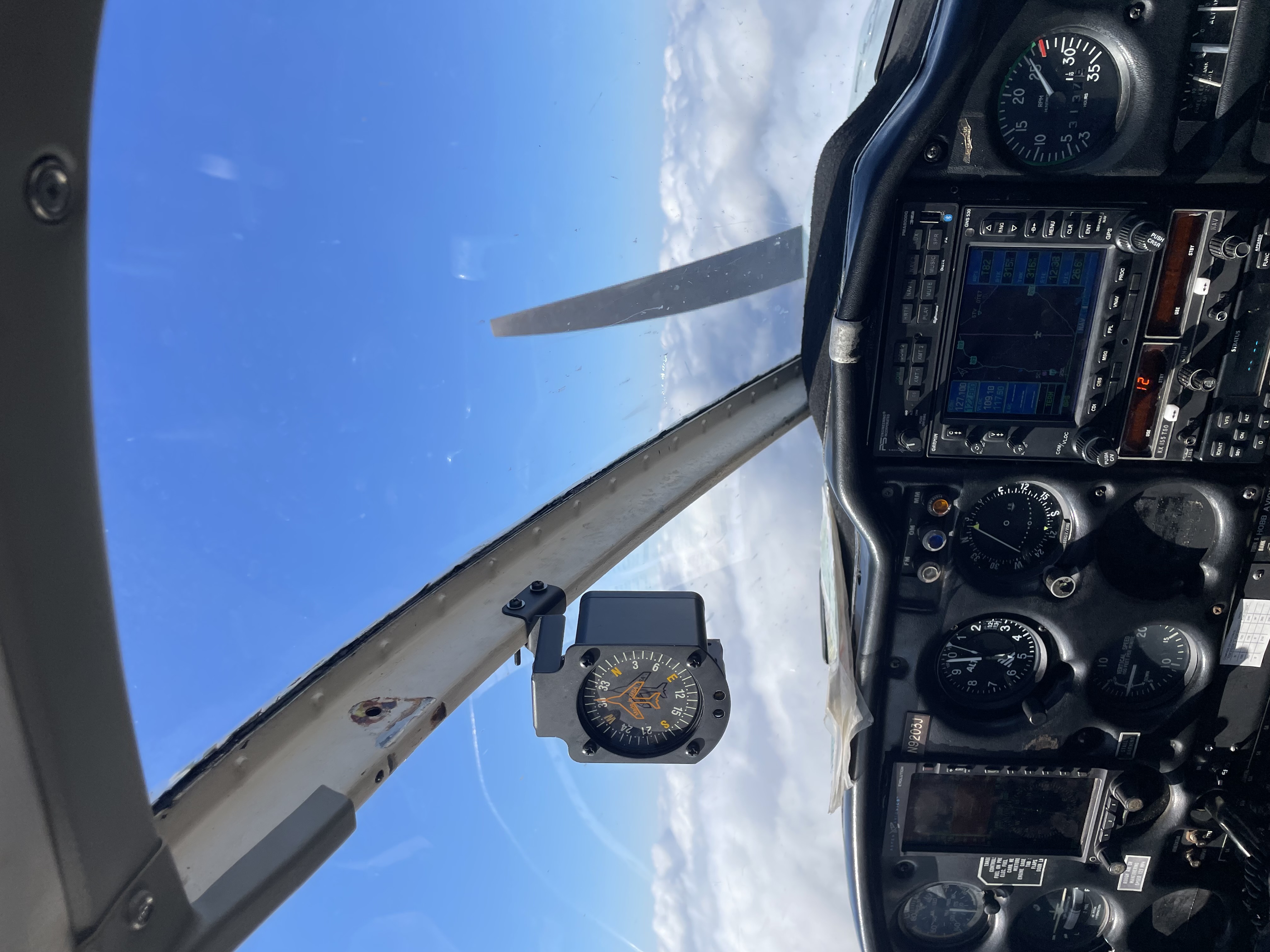Close up of aircraft instrument panel